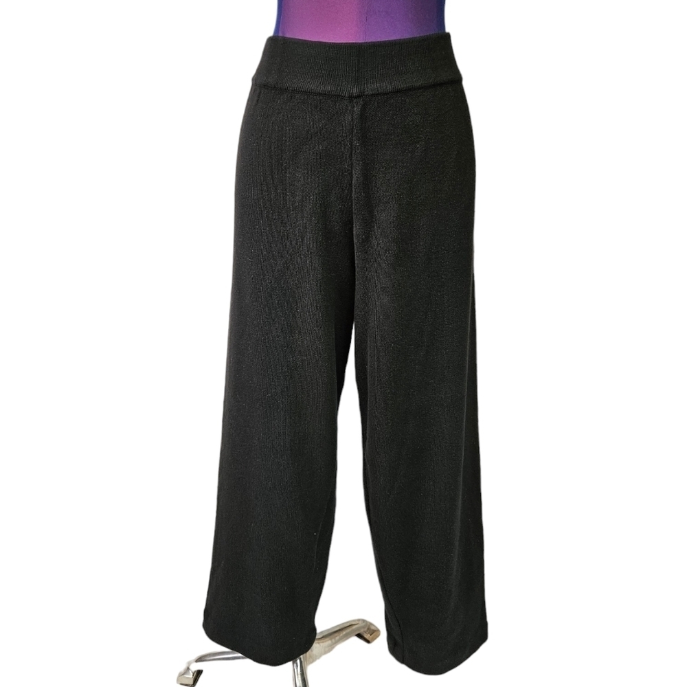 Bordado Black Knit Wide Leg Pants Size XL‎ Women's L5